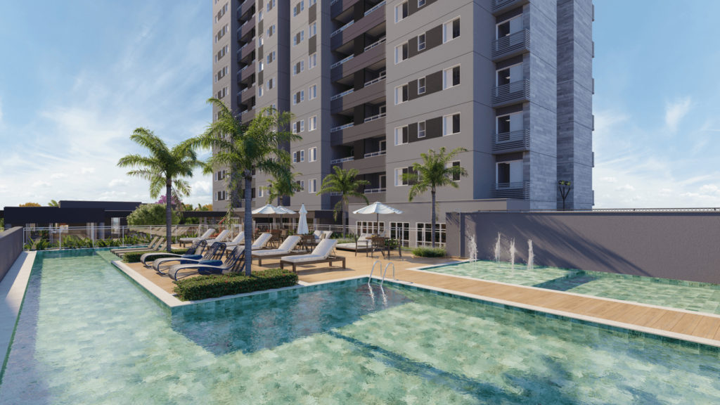 Piscina do Life 360 Residencial Clube, empreendimento da Riva em Belo Horizonte/MG
