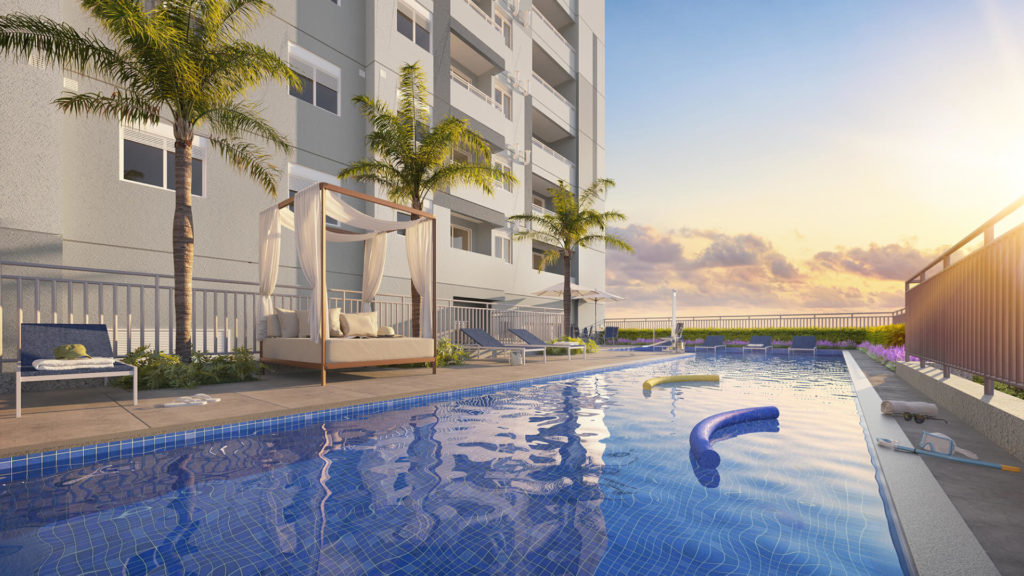 apartamento em são paulo Piscina do Holistic Residence, empreendimento da Riva na Barra Funda/SP 
