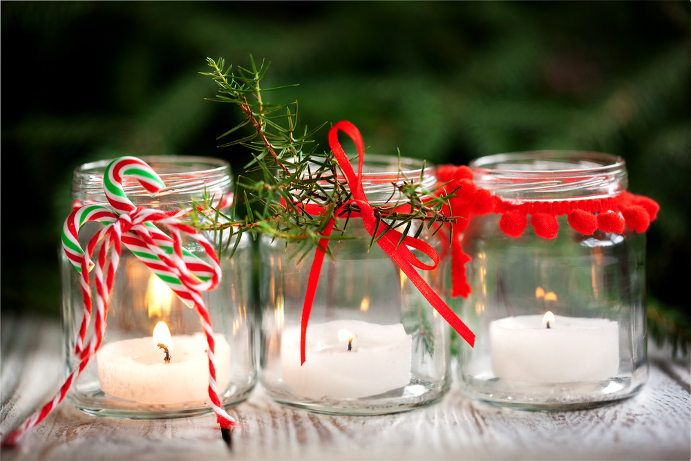 Velas decorativas com diy de natal 